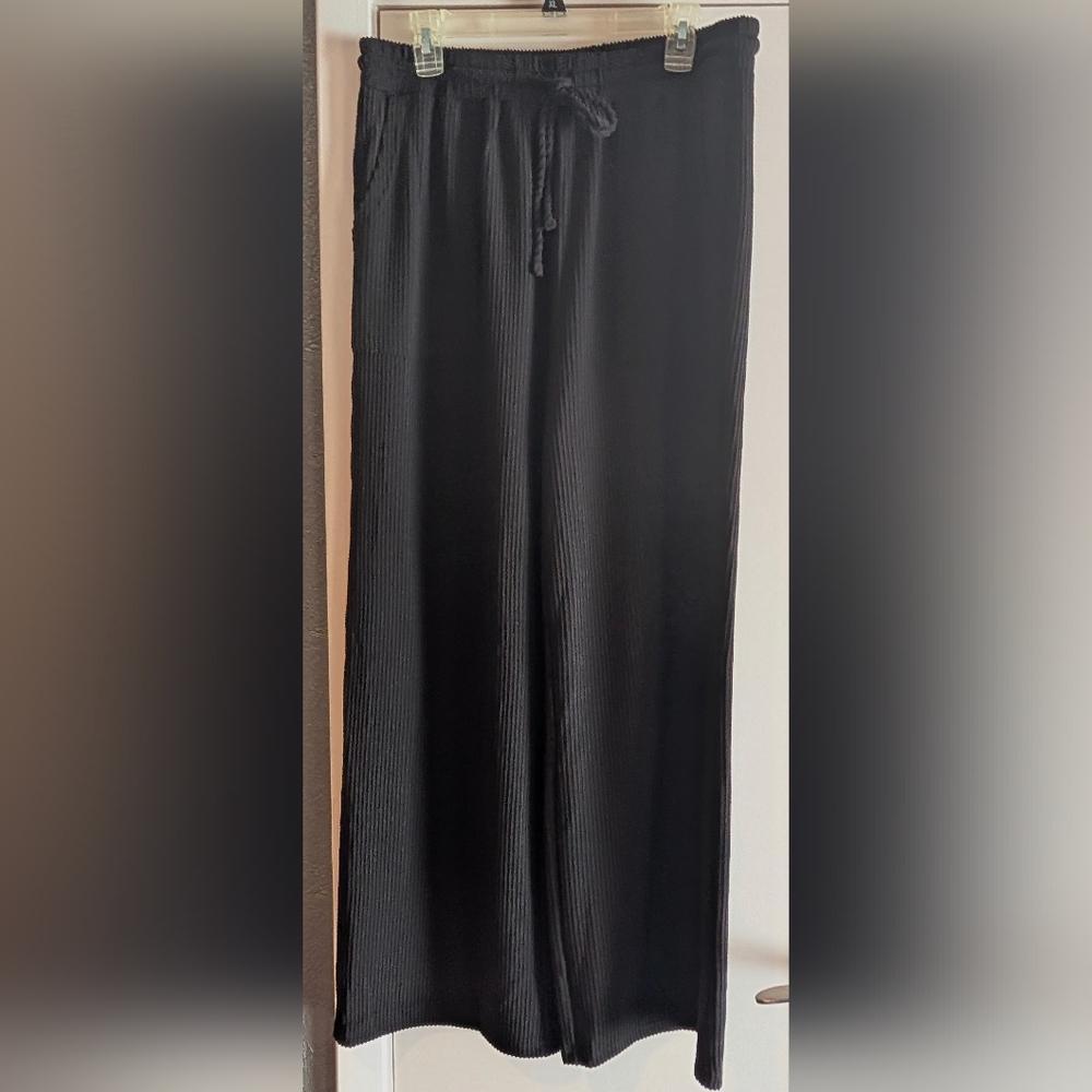 Jet Black Corded Wide-Leg Lounge Pants Women's XL NEW W/O TAG NEVER WORN